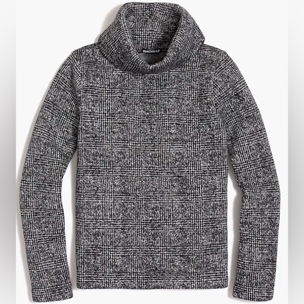 J.CREW MERCANTILE Glen Plaid Funnel Neck Pullover - Size S